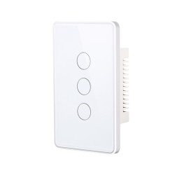 Interruptor inteligente táctil blanco de 3 botones.