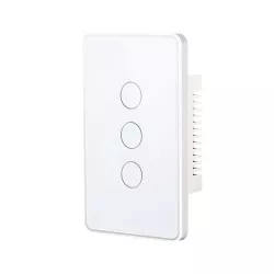 Interruptor inteligente táctil blanco de 3 botones.