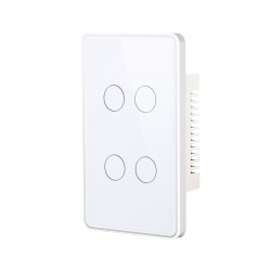 Interruptor inteligente cristal blanco táctil de 4 botones.
