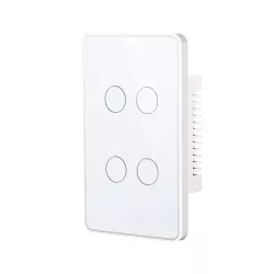 Interruptor inteligente cristal blanco táctil de 4 botones.