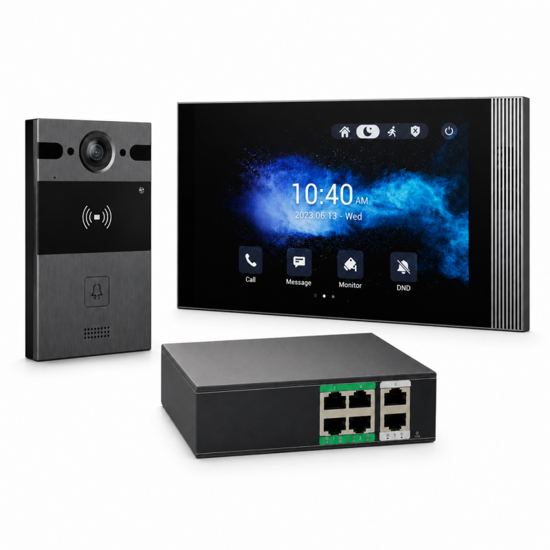 Kit Viedoportero Moderno R25A smart para casa + Pantalla S563 + Switch Akuvox