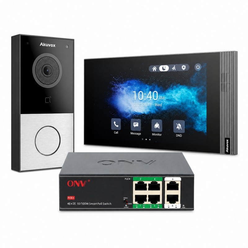 Videoportero compacto y práctico E12s con pantalla táctil de 7" acceso  y timbre inteligente