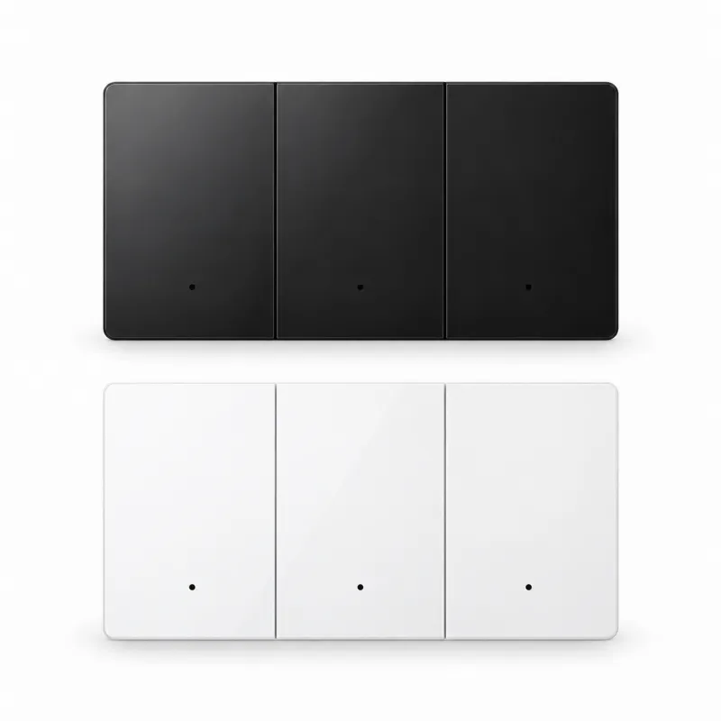 Interruptor inlegilente de 3 botones físicos premium akubela blanco y negro