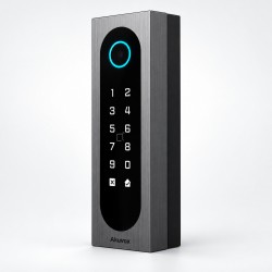 Akuvox A08S control de acceso inteligente con teclado táctil, QR, RFID, NFC y Bluetooth – Vista en perspectiva