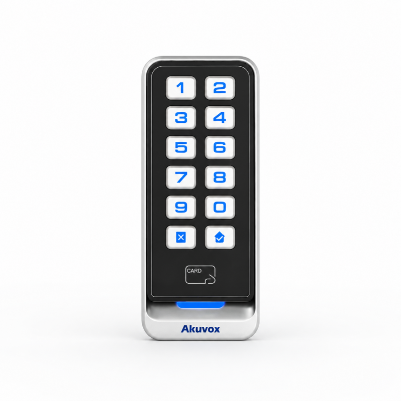 Akuvox ACR-CRM11 lector de control de acceso RFID con teclado numérico, código PIN y acabado metálico
