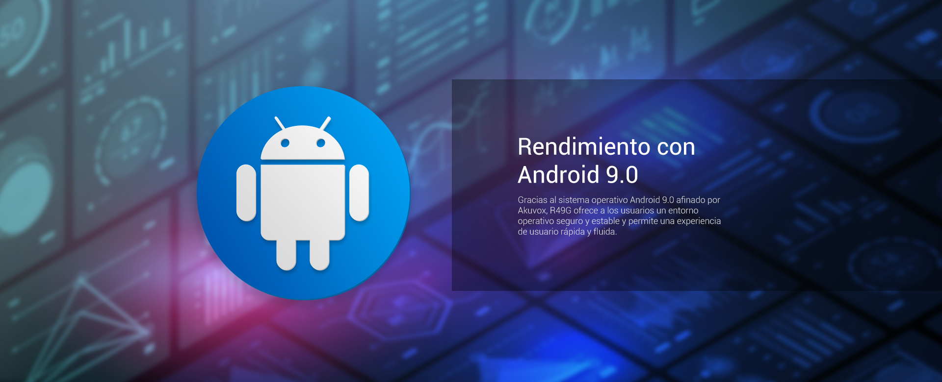 Pantalla R49G - Viene equipado con Android 9.0 para una experiencia de usuario rápida y fluida
