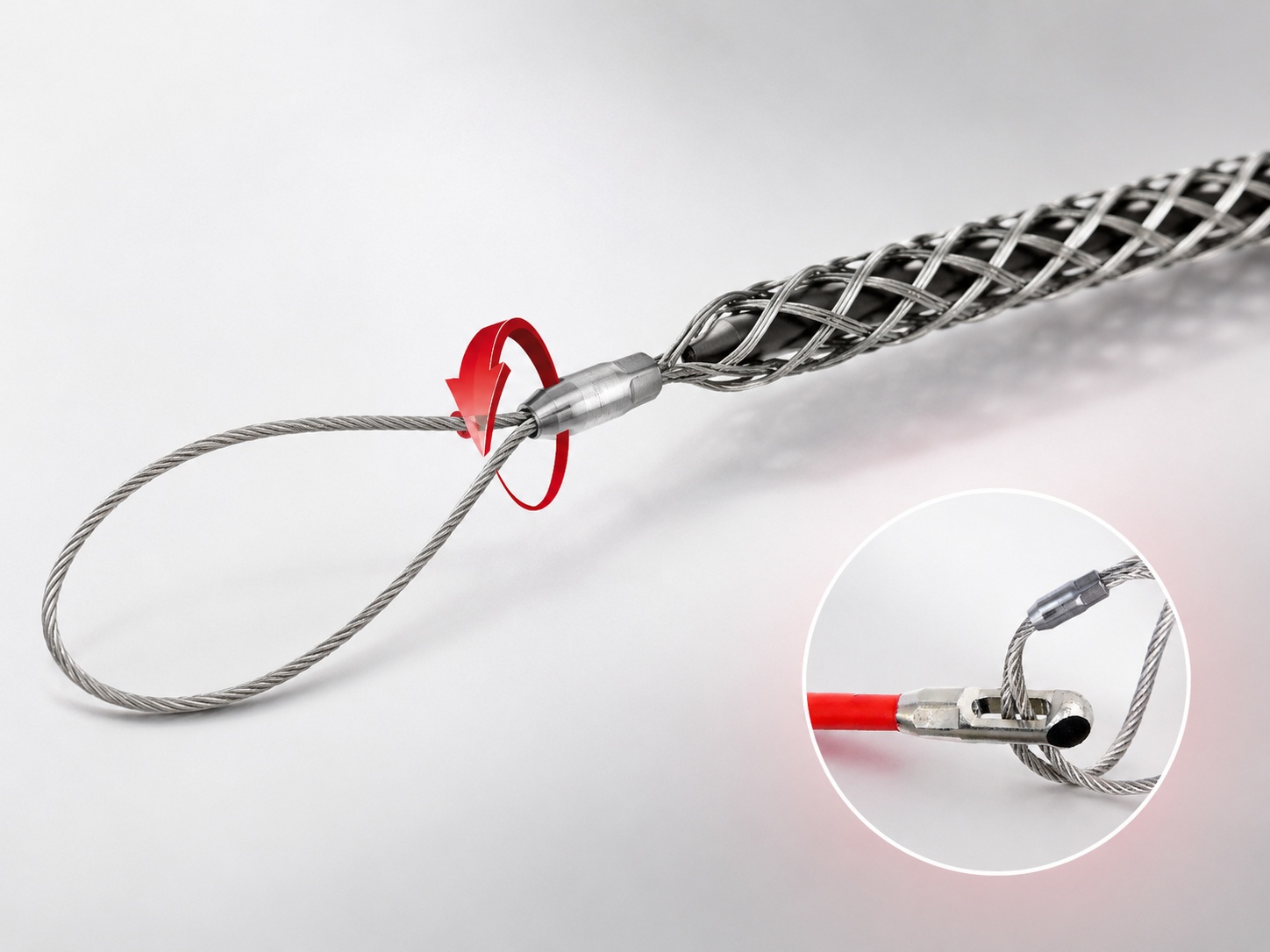 Malla tiracable RUNPOTEC con lazo para cables de 4 a 13 mm