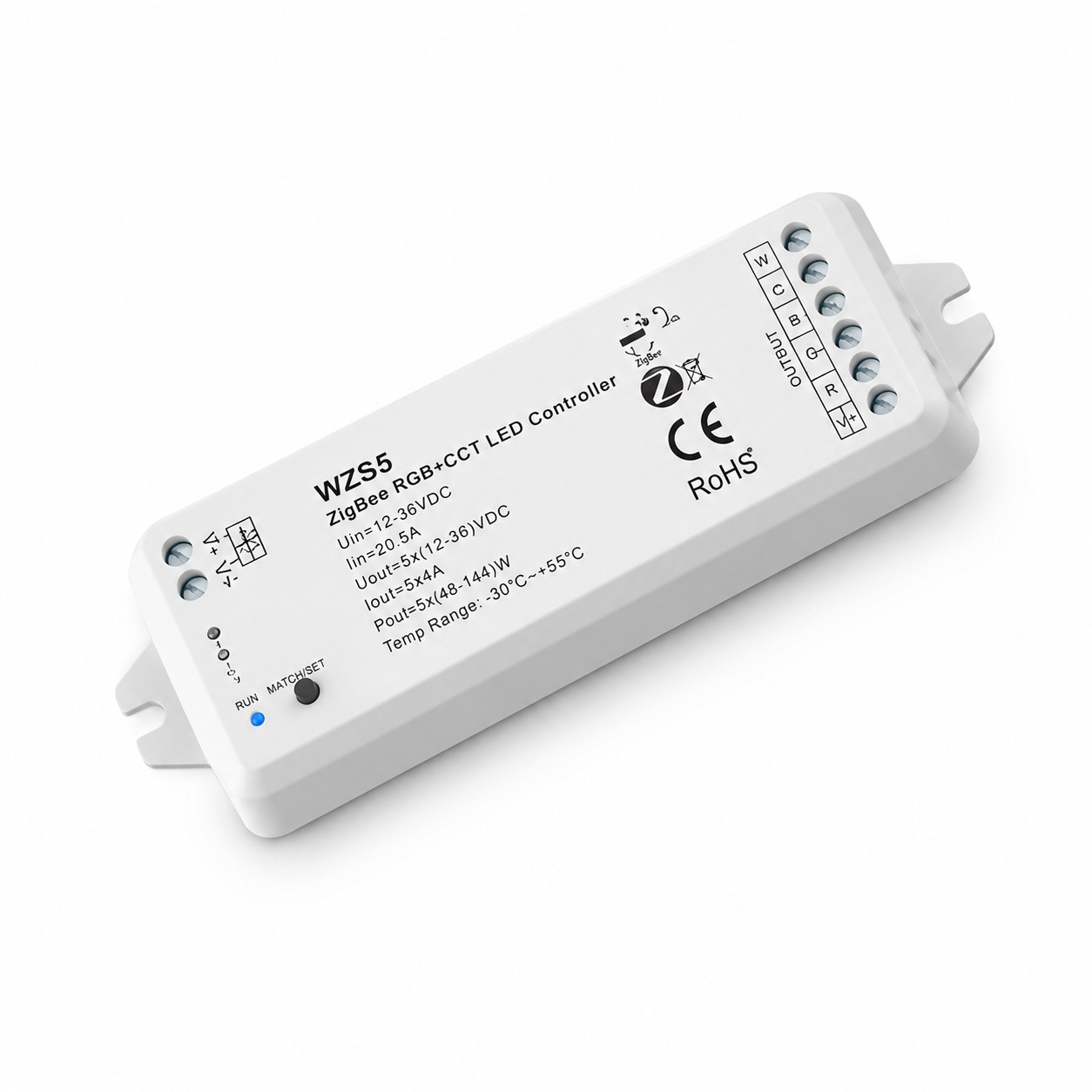 Controlador para tira LED RGB CCT ZigBee 3.0 12V 24V WZS5 Akubela