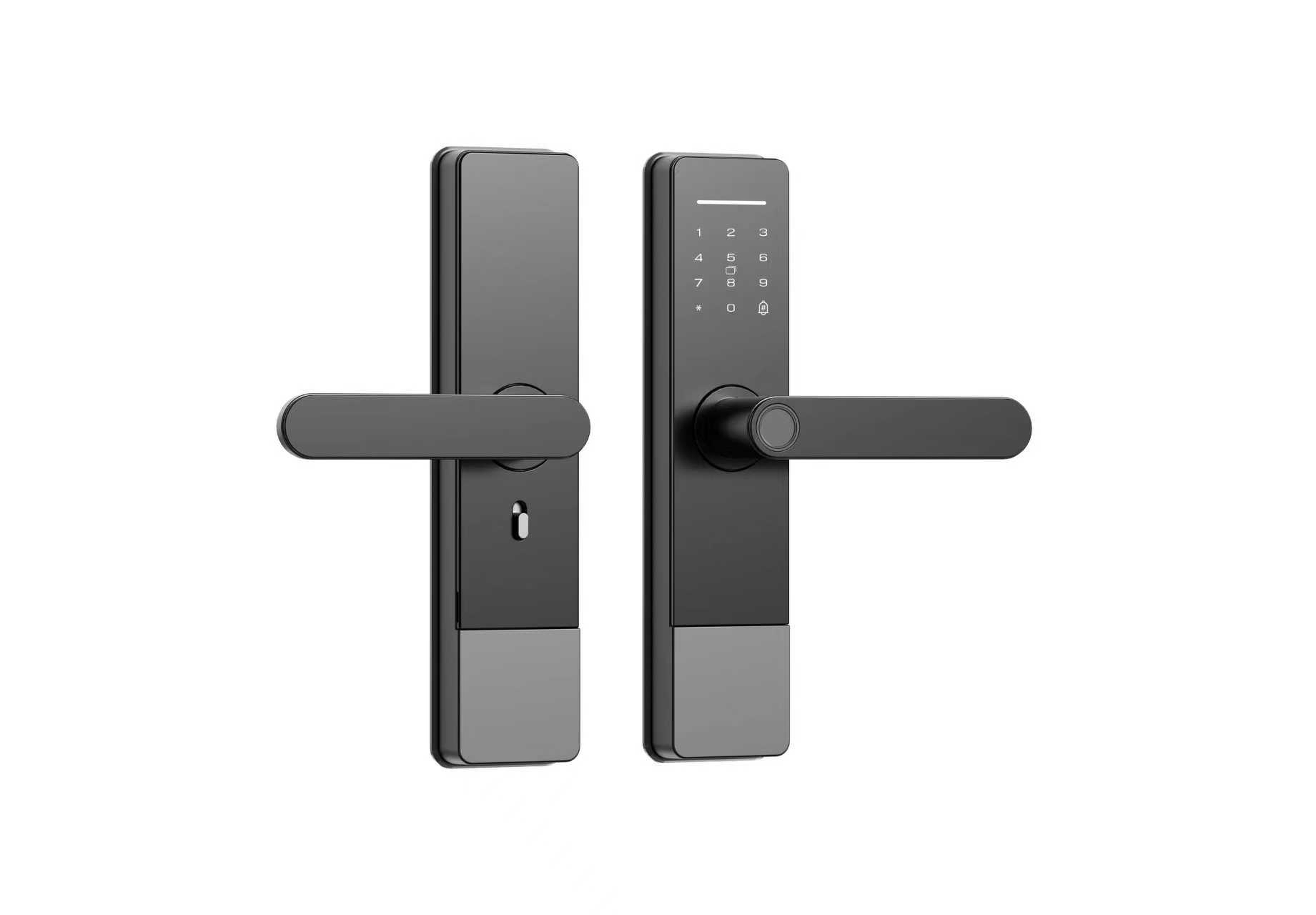 Cerradura inteligente Akubela SL30 (WiFi) vista frontal y posterior