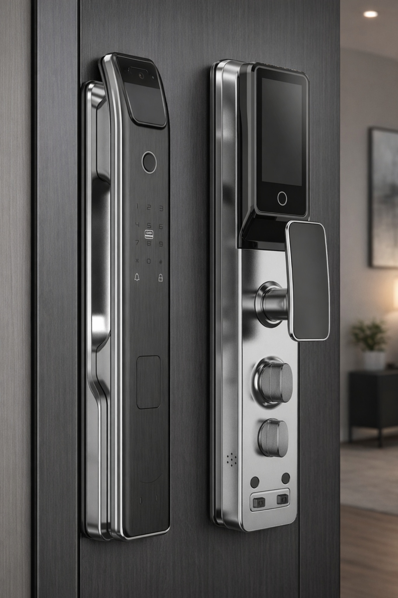 Cerradura inteligente Akubela SL50 instalada en puerta moderna