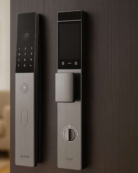 Cerradura inteligente Akubela SL60 instalada en puerta moderna