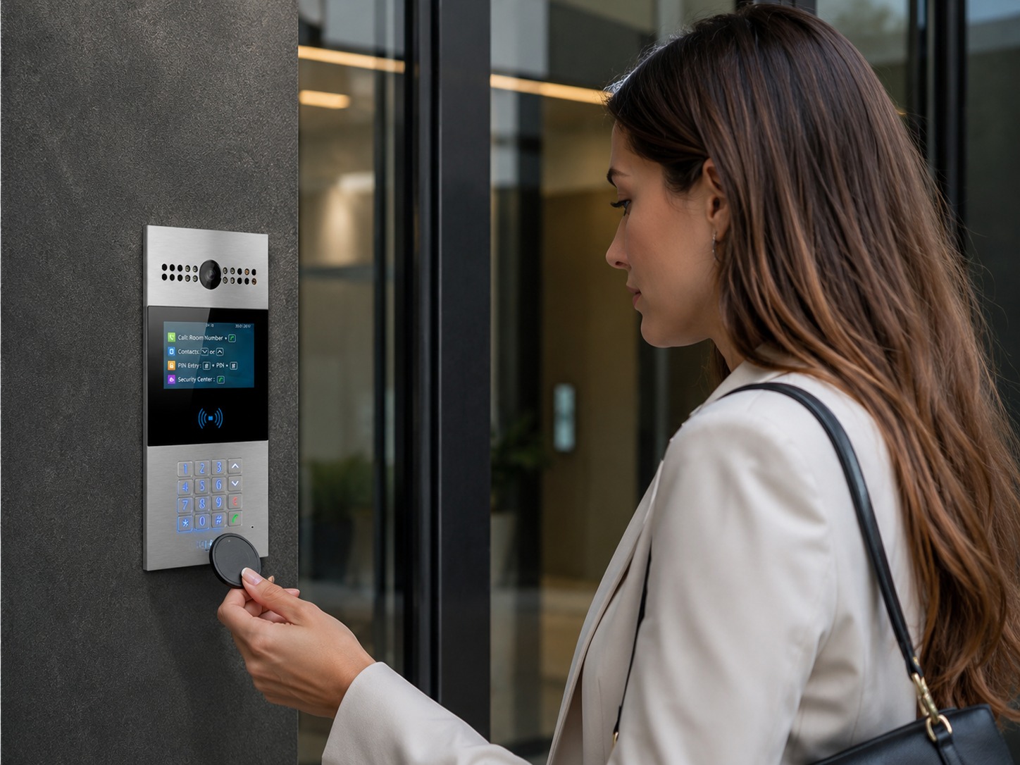 Akuvox R28A videoportero IP para edificios con teclado y control de acceso