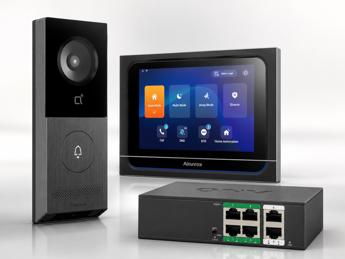Kit videoportero Akuvox X910 con pantalla inteligente X933H y switch PoE